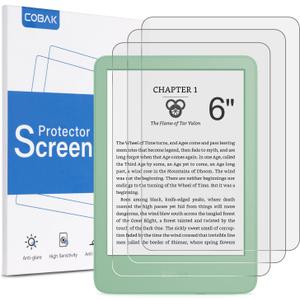 CoBak 3 Pack Anti-Glare Matte Screen Protector for 6" Kindle 2024 and 2022 (11 Generation) Kobo Nia, and PocketBook - High Clarity, Fingerprint Resistance, Anti-Bubble PET Film (Clear)