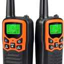 Walkie Talkies, MOICO Long Range Walkie Talkies for Adults with 22 FRS Channels, Family Walkie Talkie with LED Flashlight VOX LCD Display for Hiking Camping Trip (Orange 2 Pack