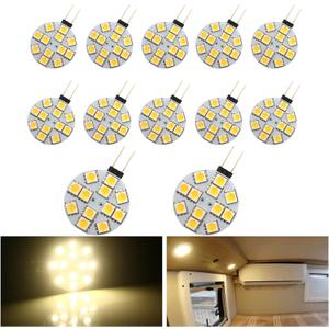 EverBrightt G4 Warm White Round 5050 12SMD Marine RV Reading Car Led Light Bulbs Boat Lighting DC 12V 12-Pack (WarmWhite)