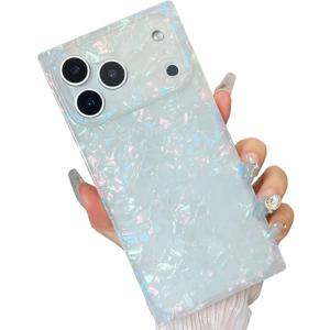 KERZZIL Elegent Pearl Pattern Compatible with iPhone Rectangle Edge Case, Slim Soft TPU Silicone Protective Bumper Cases Cover(Colorful Pearl,17 Pro Max)
