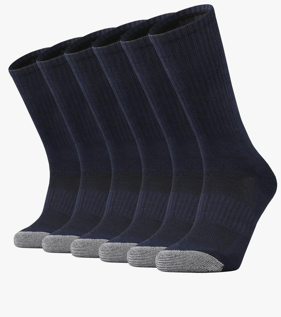 SOX TOWN Unisex Cushioned Crew Training Athletic Socks Men & Women with Combed Cotton Moisture Wicking Breathable Performance, Size L