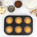 2 Pack 6-Cup Muffin Pan, Heavy-Duty Carbon Steel Nonstick Cupcake Baking Pan, 2.56 Standard Size Cups, Compact 10.43 x 7.28 Design, Oven & Dishwasher Safe (Black)