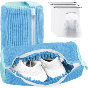 Shoe Washing Machine Bag,Laundry Shoe Bag for Washer and Dryer,Reusable Shoe Cleaning Bag for Sneakers,Tennis Shoes,With Self-locking Zipper, Microfiber Inside,Include Shoe Bag (Pro Blue - 2 Pack)