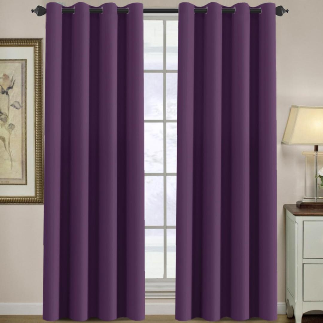 H.VERSAILTEX Preminum Blackout Curtains for Living Room/Patio Door Thermal Insulated Window Treatment Curtain Panels for Bedroom, Girls Bedroom Curtains - 52 x 96 in Long , Plum Purple (1 Panel)