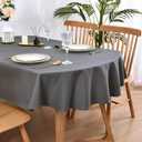 Wolkemer Oval Tablecloth 60 x 84 Inch Washable Fabric Table Cloth Solid Grey Table Cover for Dining Wedding Party Banquet Tabletop Decoration