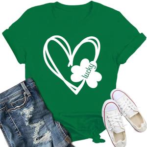 St Patricks Day Shirt for Women Shamrock St Paddys Day T-Shirt Lucky Clover Tee Top (Small, Green7)