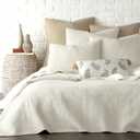 Levtex Home - Cross Stitch Quilt Set - 100% Cotton - King Quilt (106x92in.) + 2 King Shams (36x20in.) - Cream