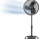 Lasko 2521 16 Inch 3-Speed Quiet Adjustable Tilting Wide-Area Oscillating Standing Pedestal Fan for Bedroom, Kitchen, Home, and Office, Black