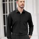 Alimens & Gentle Men's Dress Shirts Long Sleeve Wrinkle Free Stretch Business Casual Wedding Button Down Shirt (Black, S)