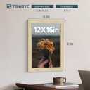 12x16 Picture Frame 3 Pack, Oak Wood, Real Glass, Wall Hanging