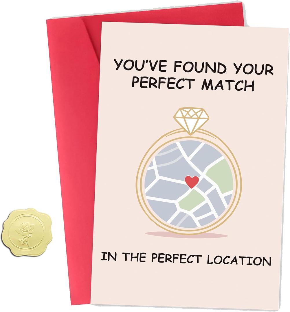 2 x Funny Wedding Card for Bride and Groom, Engagement Card with Map, Newly Weds, Bridal Shower Gifts