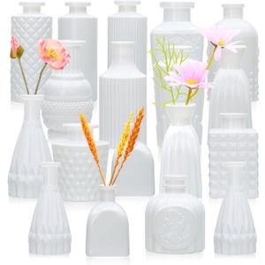Brajttt Glass Bud Vase Set of 18,Small Glass Vintage Vases for Flowers,White Bud Vases in Bulk for Rustic Wedding Decor,Table Centerpieces,Decor Centerpiece for Bathroom