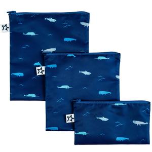Tiny Twinkle Reusable Snack Bags for Kids  3 Pack Snack Pouches & Sandwich Bag for Toddlers  Machine Washable, Mess-Proof for Lunch & Travel (Ocean)