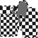 Black White Check Plaid Oven Mitts Pot Holders Set Silicone Kitchen Gloves Black and White Checkered Plaid Potholders Non-Slip Heat Resistant for Chef Baking Cooking 4 pcs Kitchen Mitts