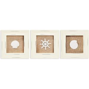 Okuna Outpost Beach Wall Dcor, Shell, Sand Dollar, and Nautical Wheel (6.3 x 6.3 In, 3 Pack)