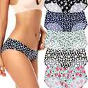 voenxe Women Seamless Hipster Underwear, Breathable Ladies Panties Bikini, No Show Briefs, Comfortable Undies for Women 4-Pack, Small