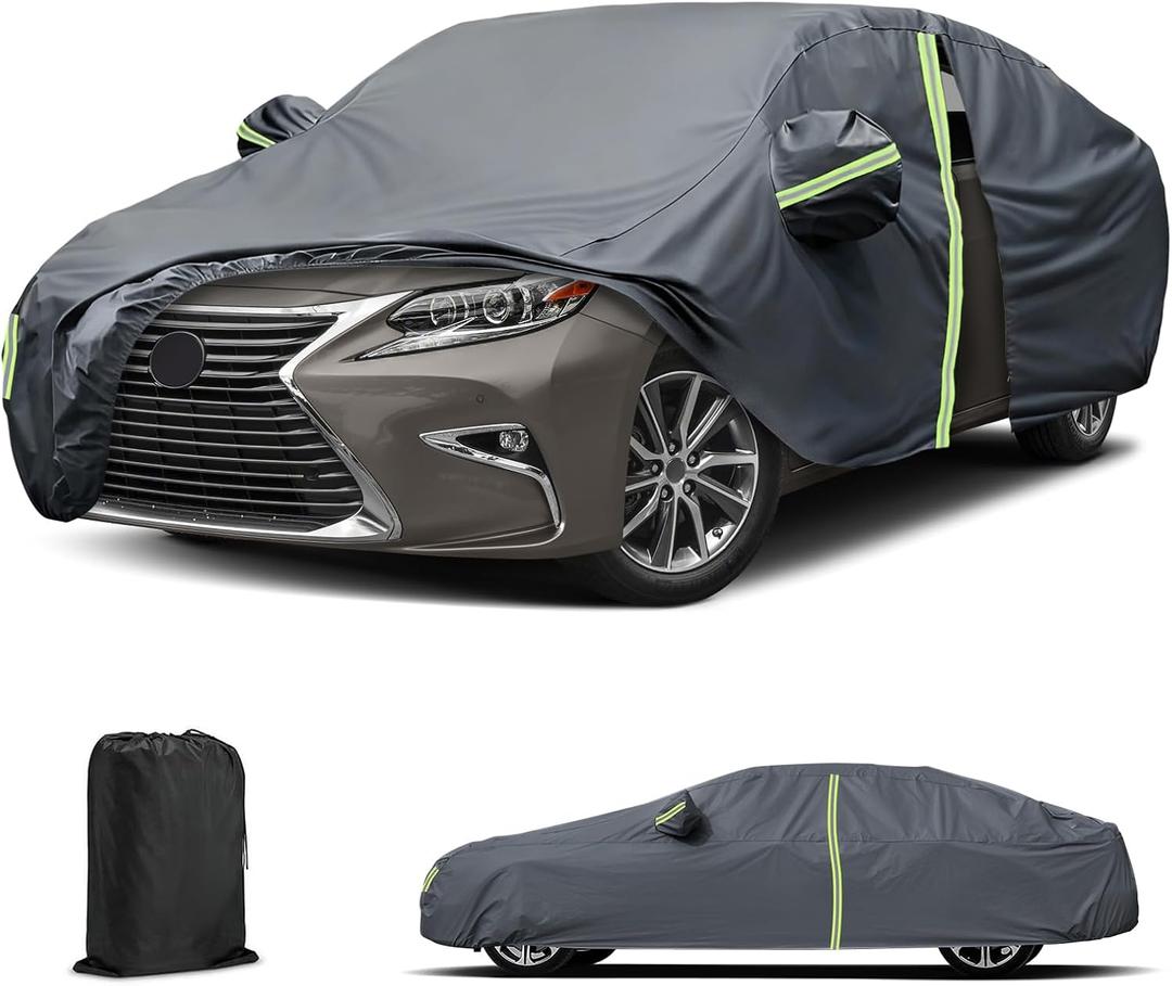 Waterproof Car Cover for 2002-2018 Lexus ES ES300 ES300h ES330 ES350, All Weather Heavy Duty Car Cover with Zipper Door & Windproof Bands for Rain Snowproof UV Windproof Protection