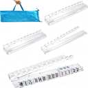 4 PCS Clear Acrylic Scallop Mahjong Racks with Magnetic Pushers 17.5inch