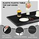 Boao 12 Pcs Plastic Table Cloths Disposable for Parties Picnic Table Covers with Fall Elastic Fitted Elastic Cover Rectangle Waterproof for Thanks Giving Christmas Picnic(8 Ft, 96 x 30 Inch,Black)