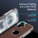 PULOKA for iPhone Leather Covered Phone Case with Kickstand Phone Cases (Brown, iPhone 16)