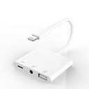Apple Certified for iPhone Headphone Adapter 3.5mm AUX Audio Jack and Charger Extender Dongle Earphone Headset Converter Lightning Male to USB Female OTG Cable Camera Memory Connector Kit Splitter