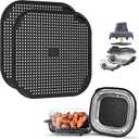 Silicone Splatter Shield for Ninja FN101 Air Fryer, Heat Resistant Silicone Splash Guard Mat for Ninja Crispi Air Fryer, Food-grade Air Fryer Accessories, 2 Pack (Black)