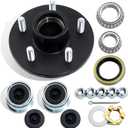 1 Set Trailer Hub Kits 5 on 4.5 for 3500 Lbs 1-1/16'' to 1-3/8'' Tapered Axle, Idler Hub with Extra Dust Caps & Rubber Plugs, 5x4.5 Trailer Replacement Hub 5 Lug Bolt Trailer Wheel Hub Kit