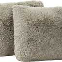 4 x TOONOW Set of 2 Decorative Throw Pillow Covers 18x18,Fluffy Pillow CoversLuxury Faux Fur Sofa Pillow Covers for Sofa Couch Living Room Bedroom, No Pillow Insert (Pumice Stone)