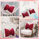 Yousoontic 2 Pcs Bow Pillows 15.7 * 12.6 in Coquette Throw Pillow Cute Bow Shaped Cushion Plush Lumbar Decorative for Girls Room Bed Sofa Couch Car(Velvet,Red)