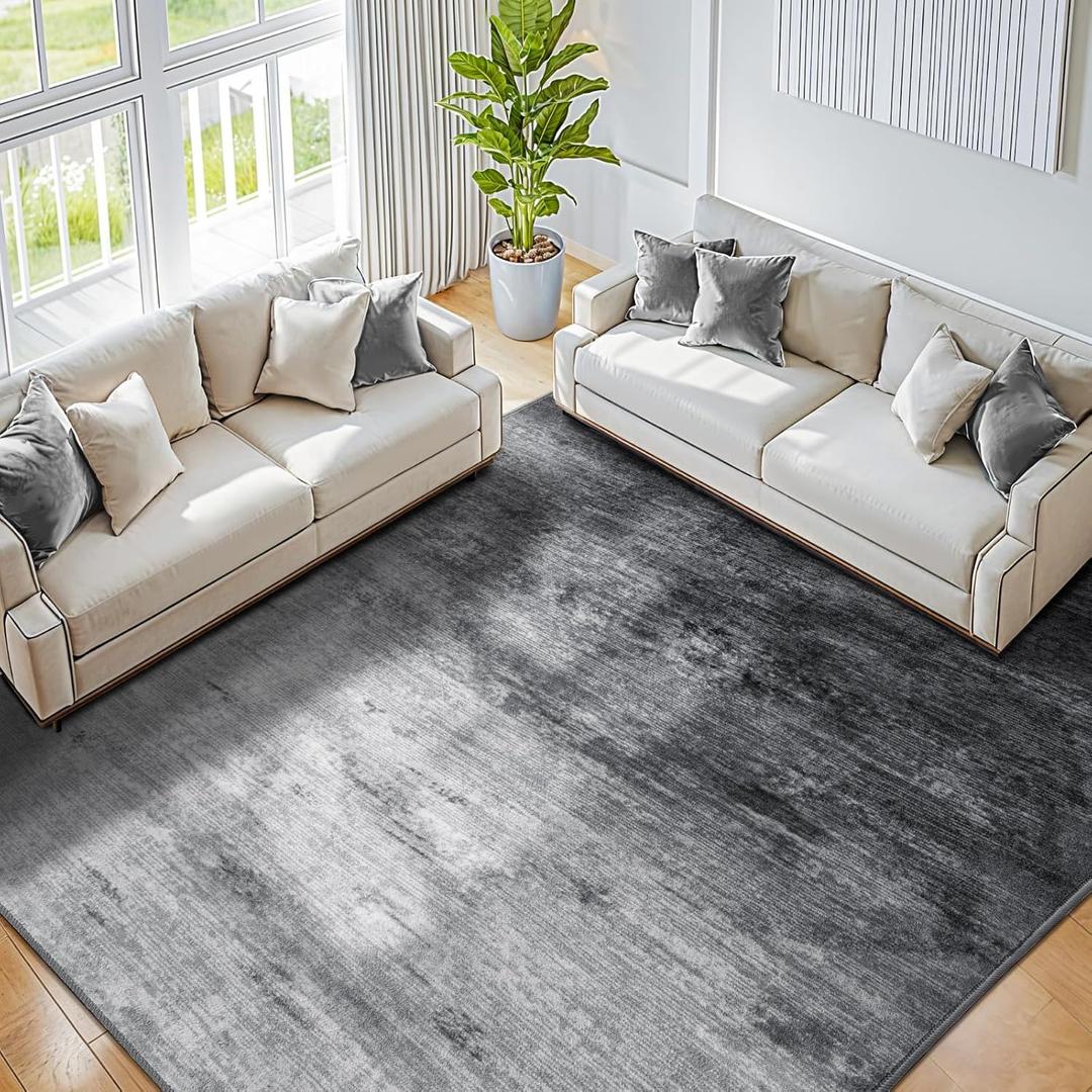 Washable Rug 5x7 Area Rugs for Living Room - Stain Resistant Non-Slip Backing Boho Rug for Bedroom,Durable & Ultra-Thin Vintage Large Area Rug(5x7,Gray) (Grey)