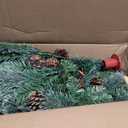 HomeKaren 6.5 Ft Prelit Christmas Tree, Artificial Pencil Christmas Tree with 250 LED Lights, Pine Needles and Pine Cones Xmas Decoration for Home