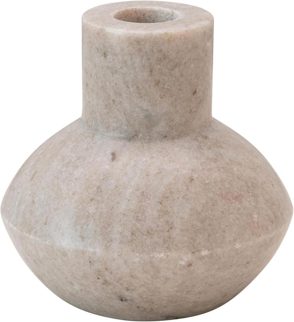 Bloomingville Decorative Marble Taper Candle Holder, Beige
