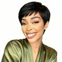 B-fashion Pixie Cut Wig Human Hair Short Black Wig Layered Wavy None Lace Front Glueless Wear and Go with Bangs Natural Black Straight Full Machine Made Wigs for Daily Use 1B