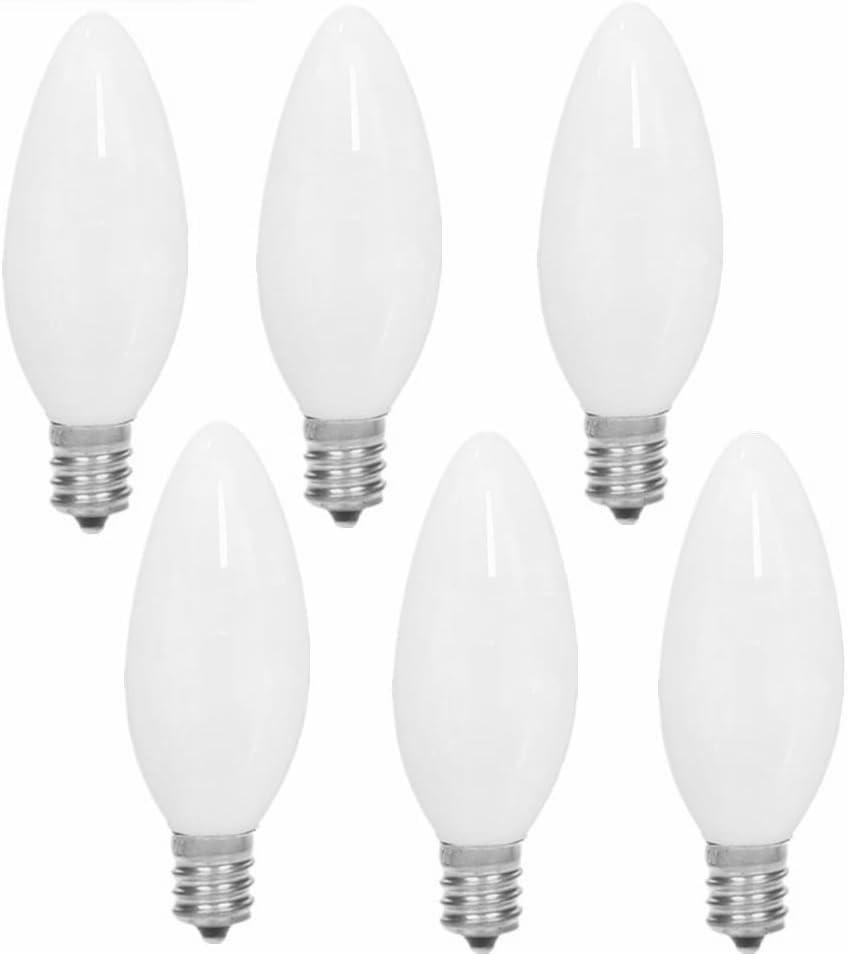60W Incandescent Torpedo Tip Chandelier -Candelabra Flame Tip Frosted- 60W Equivalent Medium E12 Candelabra,Frosted Dimmable Light Bulbs and Medium E12 Base(6pack) (E12)