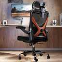 Ergonomic Office Chair - X-Shaped Computer Desk Chair Comfy, Gaming Chair, Office Chair with Lumbar Support, Mesh Office Chairs with Headrests, Desk Chair for Long Hours (Black Orange)
