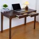 Solid Wood Desk with Drawer, Small Writing Desk for Small Spaces,Gaming Study Home Office Workbench woodenDesks for Work, 47 inch Wooden Computer Desk for Bedroom Walnut Color, 47.2 inches x 22 inches x 29.5 inches