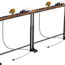 90 inch Narrow Console Table with Outlet,Adjustable Height(25"-37") Behind Sofa Table,Couch Behind Table Skinny,Couch Shelf with Charging Station,Long Entryway Tables for Living Room, Brown