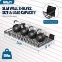 Slatwall Shelves 2 Pack 24X12 Inch, Slatwall Accessories, Black