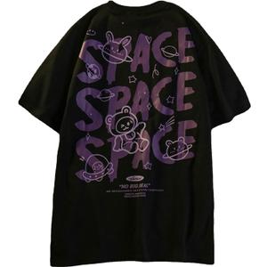 Women Goth T Shirt Y2K Harajuku Graphic Tops Cotton Anime Clothes (Medium)