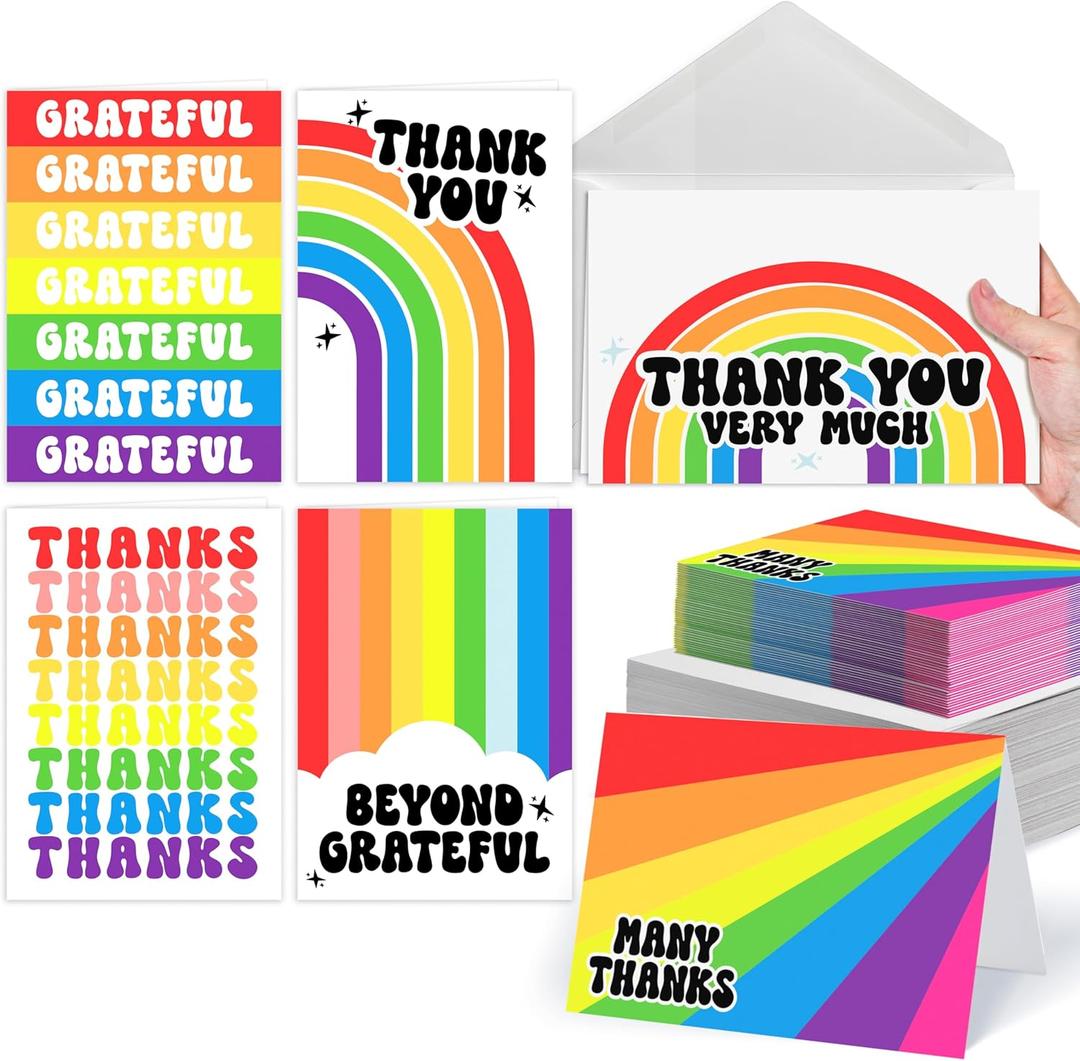 2 x Hadley Designs 54 Bulk Thank You Cards with Envelopes - Teacher Appreciation Cards, Cute Blank Card with Envelopes, Thank You Notes for Teachers, Birthday, Graduation & Small Business