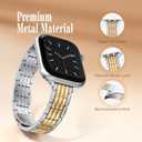 Wearlizer Slim Metal Band Compatible with Apple Watch Bands for Women 40/38/41/42/44/45/46/49mm, Dressy Stainless Steel Strap Gold Silver Bracelet for iWatch Series 11 10 9 8 7 6 5 4 SE/Ultra 3 2 1