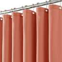 Terracotta Linen Shower Curtain for Bathroom Cream Boho Farmhouse Shower Curtains Natural Aesthetic Bath Decor Weighted Cloth Fabric Linen Textured Bath Curtain Liner with Hooks Set, Red, 72 x 72