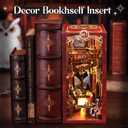 Fsolis Book Nook Kit, DIY Miniature Room House Kit 3D Wooden Puzzle for Adults Bookshelf Booknook Decor Gifts for Women Book Lovers (Flam Common Room)