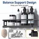 YASONIC Shower Caddy Adhesive, Rustproof Shower Shelves for Inside Shower, Large Capacity Bathroom Organizers and Storage, Shower Storage with Removable Hooks, No Drill Bathroom Accessories Black (2 Pack)