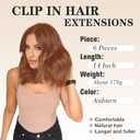 NAYOO Clip in Hair Extensions for Women 14Inch Short Wavy Curly Auburn Hair Extension 6PCS Synthetic Hair Extension Hairpieces(Auburn)