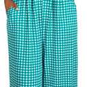 Happy Sailed Womens Plaid Overalls Casual Loose Sleeveless Adjustable Straps Wide Leg Pants Jumpsuit with Pockets (Blue, M)