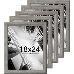 KTKDE Studio Gallery 18x24 Select Poster Frame Set of 5, Grey Wooden frames Display Poster, Posters & Art Prints for Artwork Wall Vertical or Horizontal Display best gift