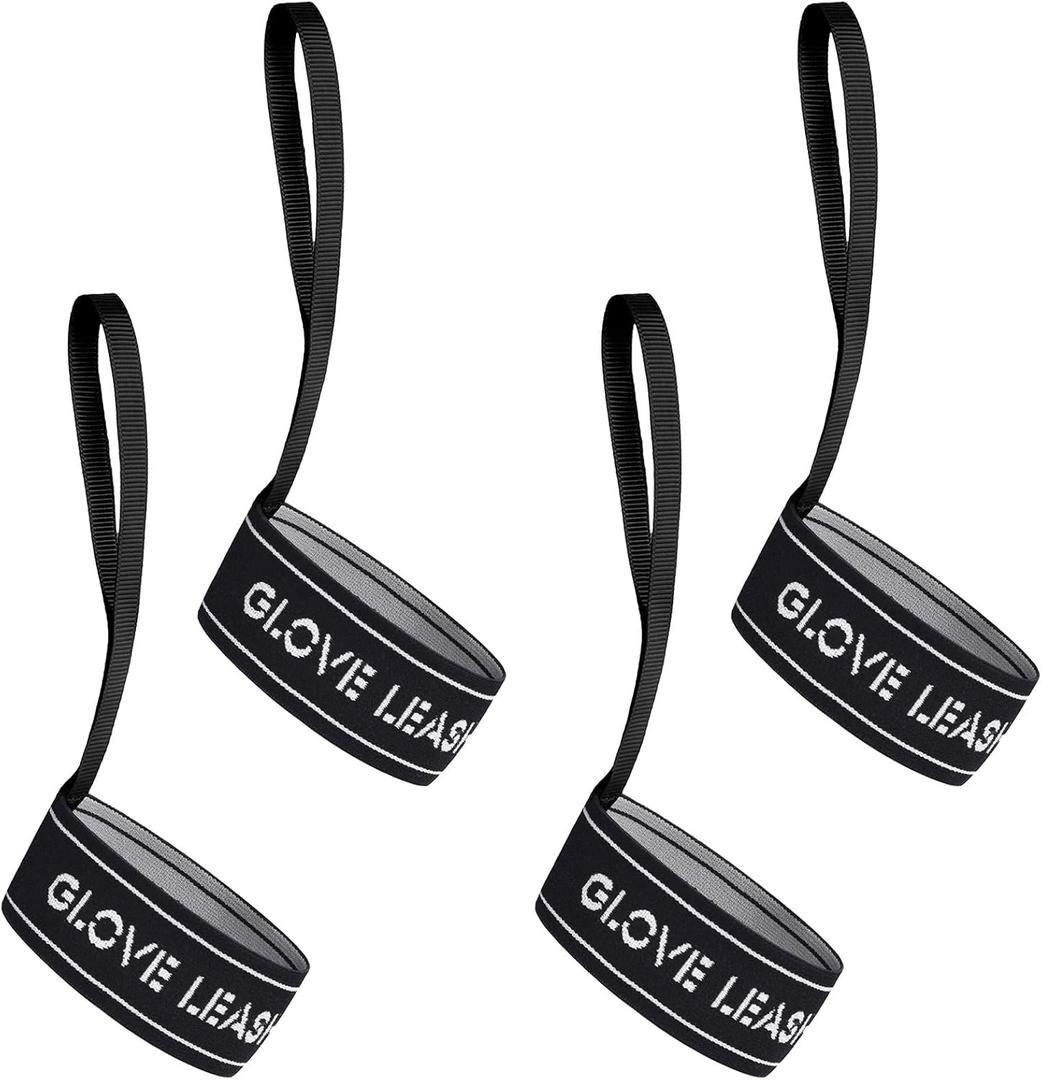 Sport Glove Safety Strap - Ski Gloves Elastic Wrist Leash Handcuffs, Perfect Mountaineering & Ski Accessories for Hanging Glove (Men(Size 8-11), Black-black 2 Pairs)