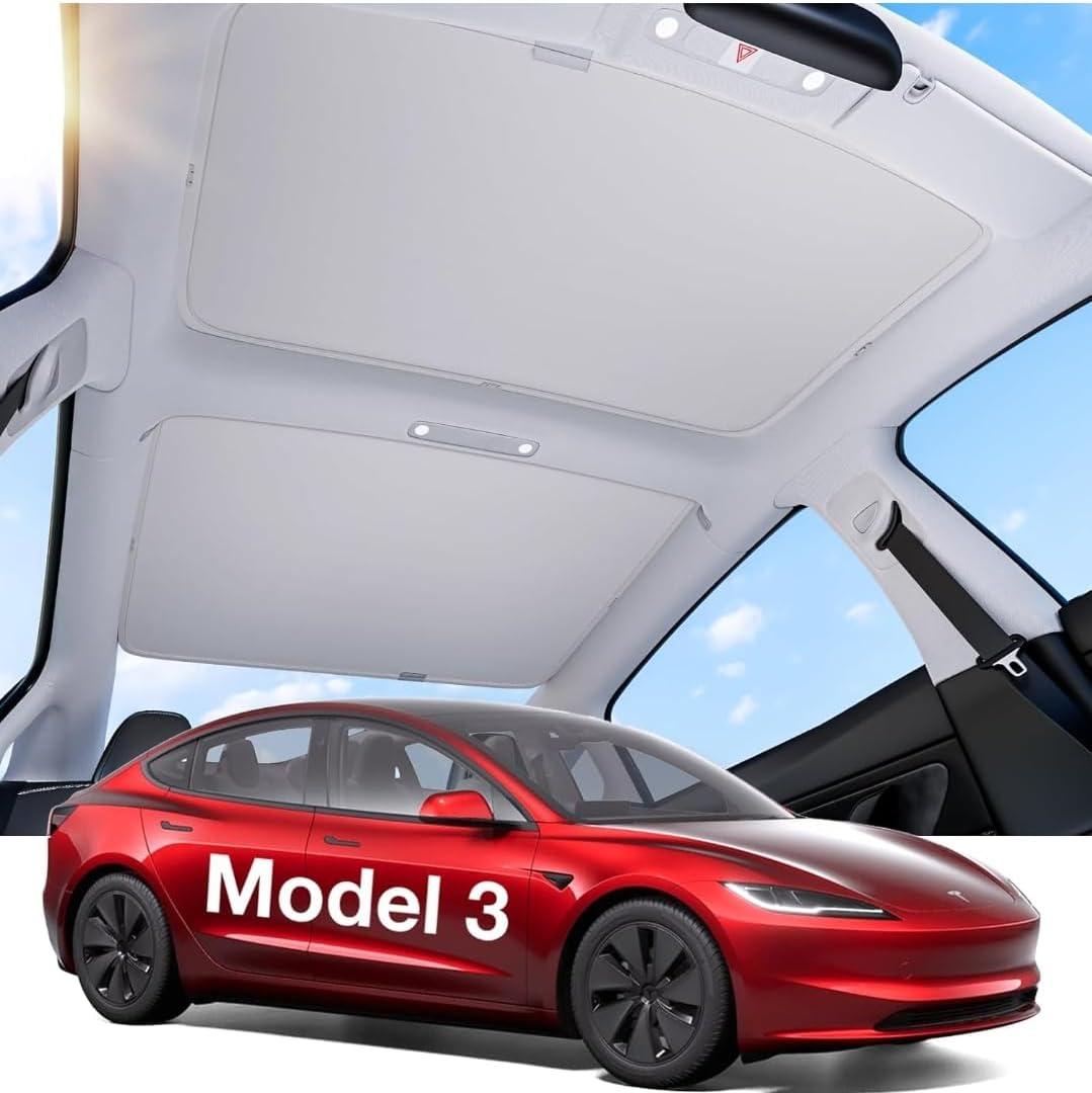 2024 Anti UV Folded Car Sunshade for Tesla Model 3 Sunroof, Magnet