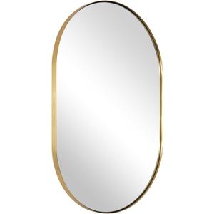 ANDY STAR Oval Bathroom Mirror, 20x33Oval Gold Mirror Stainless Steel Metal Frame Mirror for Bathroom, Entryway, Living Room, Contemporary 1" Deep Set Design Wall Mount Hangs Vertical or Horizontal